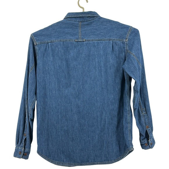 Columbia Men's Large Regular Fit Denim Shirt Plaid Flannel Lined Long Sleeve - Picture 3 of 11